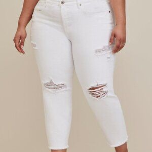 Torrid - Mom Straight Vintage Stretch High-Rise Jean in Optic White​​​​​​​​